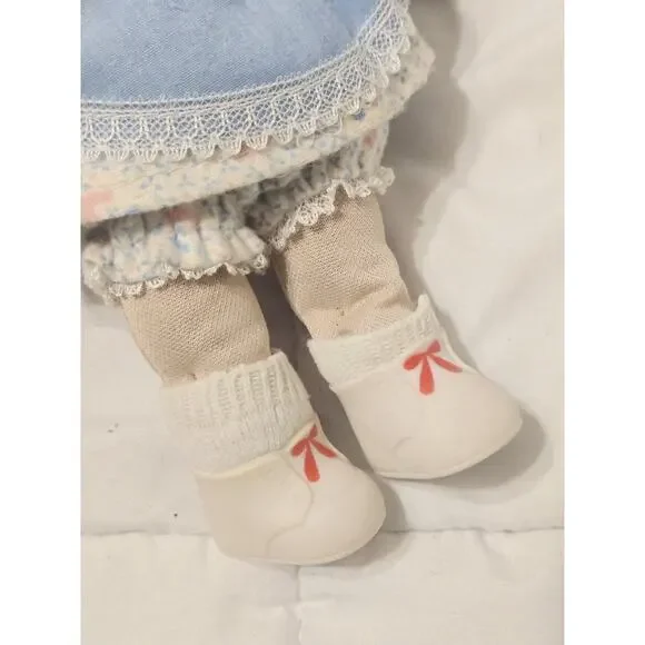 Vtg Cabbage Patch Mini Kids Doll Blonde Hair Brown Eyes Dimple Shoes Soks Gift - Picture 4 of 6